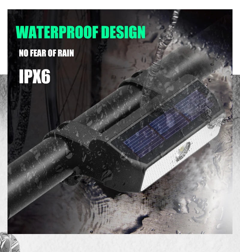 PCycling BLT258 Solar Bicycle Light, Waterproof design: rain-friendly with IPX6 rating