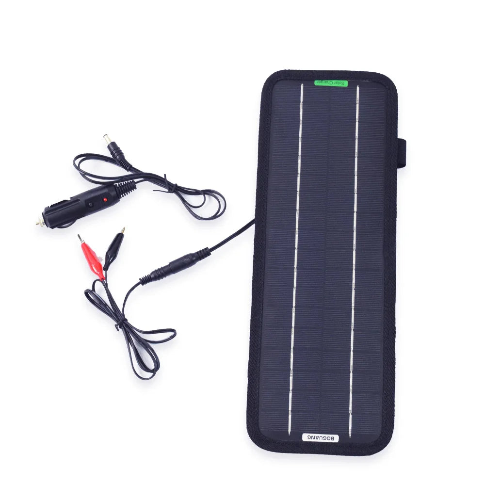 5W 18V DC Output Monocrystalline Solar Panel, Alternatively, attach the included alligator clips directly to your battery for charging.