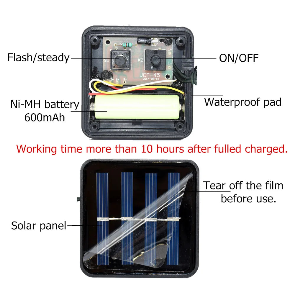 Solar Led Light, Waterproof solar lantern with rechargeable battery and adjustable light modes for outdoor use.