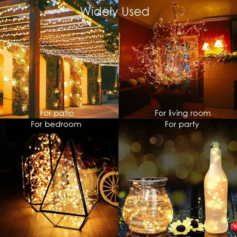 Suitable for patios, living rooms, bedrooms, and parties - versatile solar string lights.