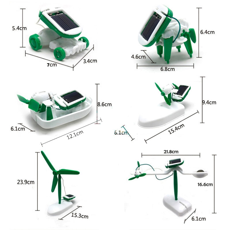 New Toys DIY 6 IN 1 Solar Powered Diy Robotic Kit - Educational   Electric Car Boys Gift  Toy for Kids