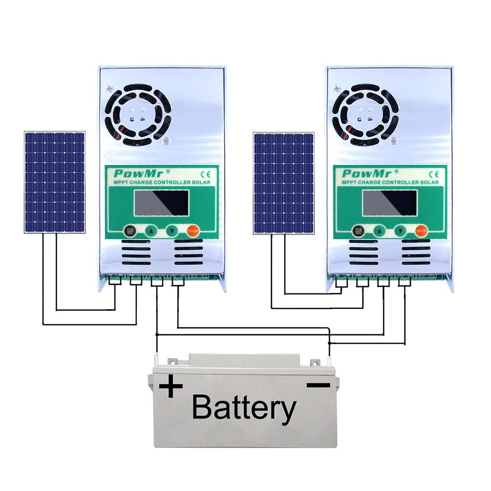 PowMr MPPT 60A Solar Charge Controller, Regulates solar power for various battery types and voltages using MPPT technology.