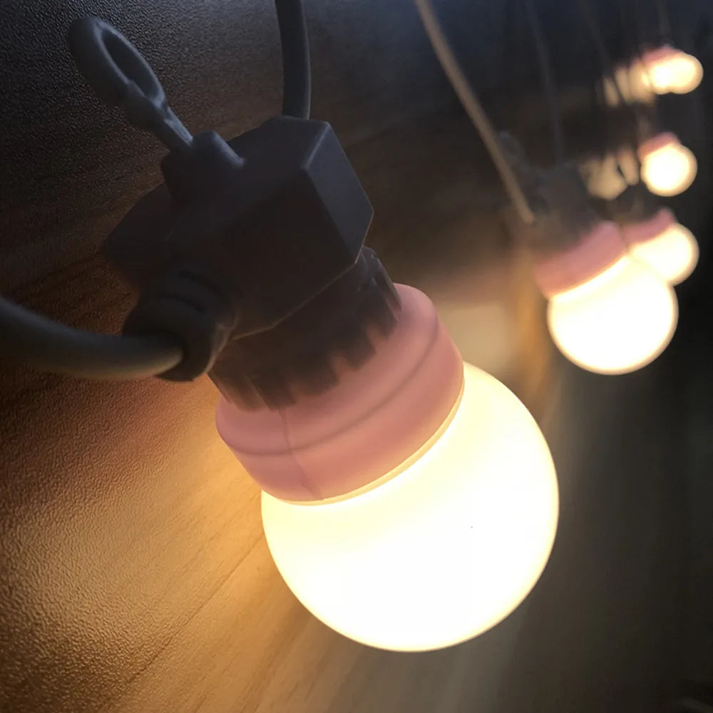 IP65 42ft LED G50 Festoon Globe Bulb String Light, Waterproof lights for rainy days, but keep transformer indoors to avoid water damage.