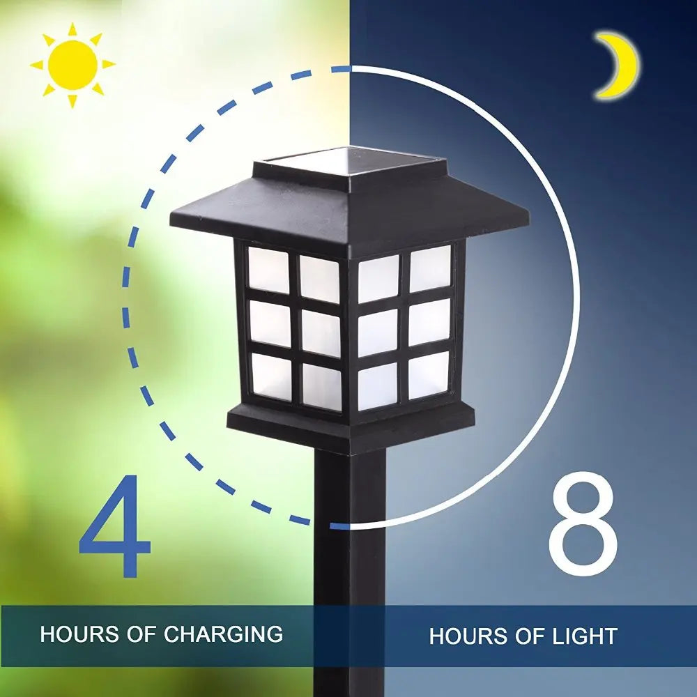 2/4/6/8pcs Led Solar Pathway Light, Solar-powered LED lights charge in 4-6 hours and provide 6-8 hours of reliable night lighting.