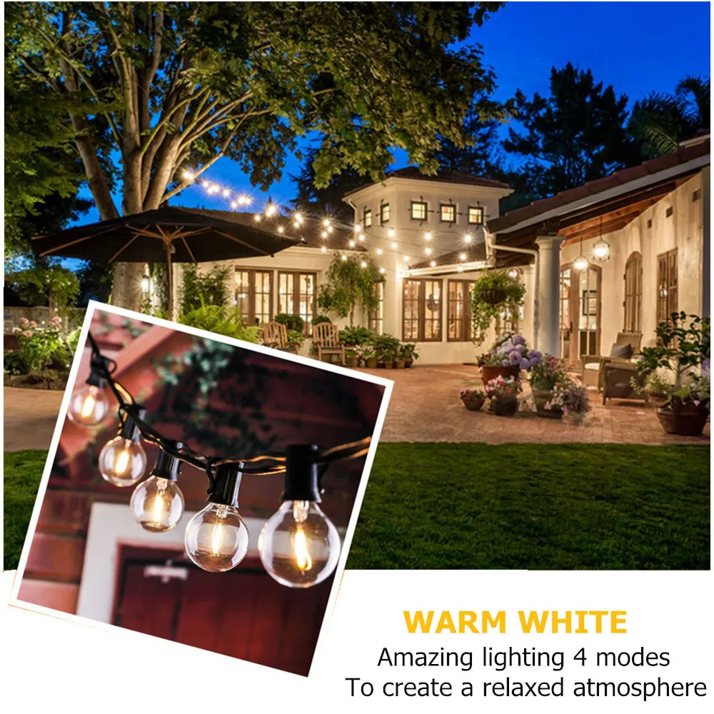 Solar Light, Soft warm glow in 4 adjustable modes for cozy ambiance.