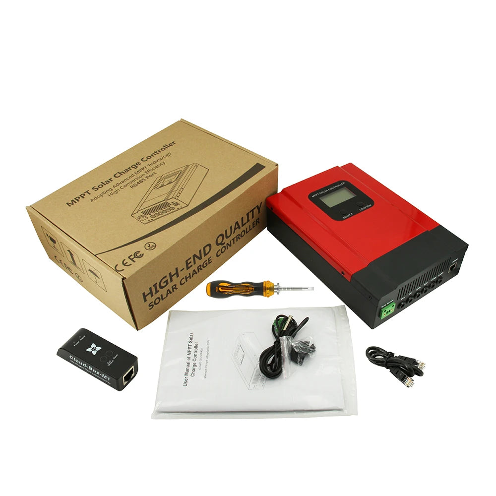 MPPT controller connection diagram with parameters and settings information for eSmart3-12V/24V/36V/48V series.