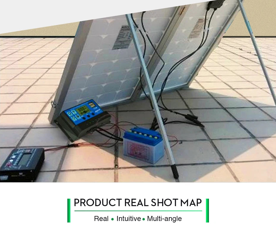 EASUN POWER Solar Controller, Product shot map: Real-time, intuitive multi-angle view for easy visualization.