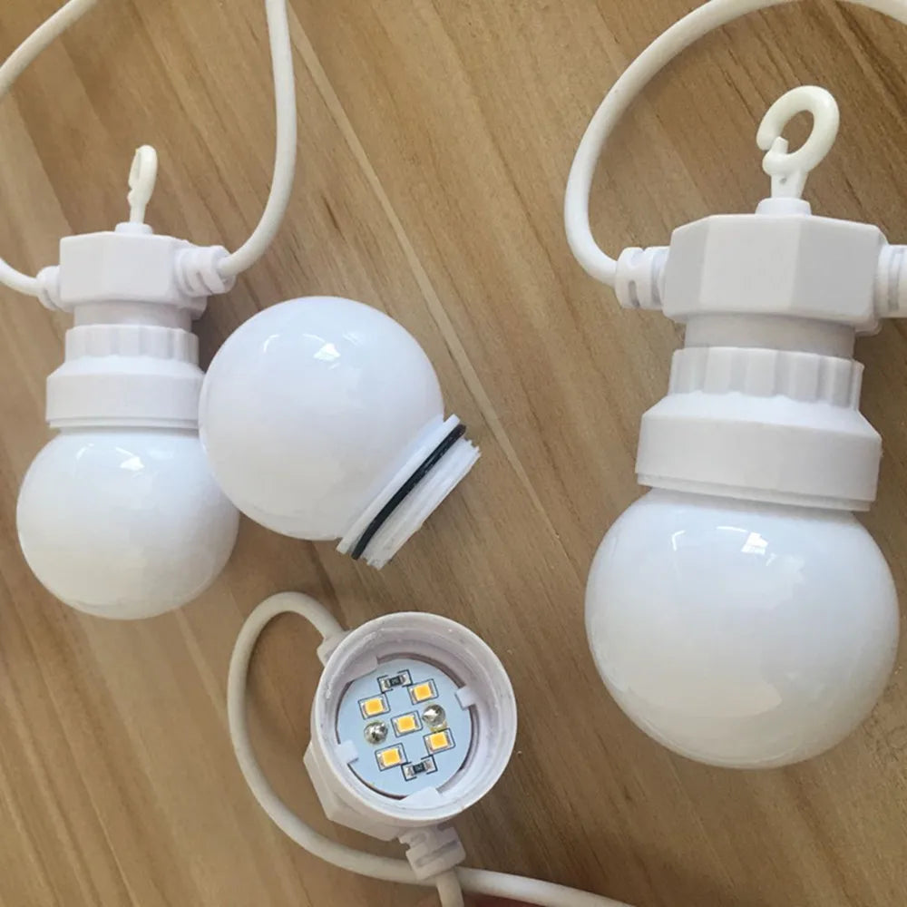 IP65 42ft LED G50 Festoon Globe Bulb String Light, Waterproof lights with durable design for outdoor use, but keep transformer and controller dry indoors.