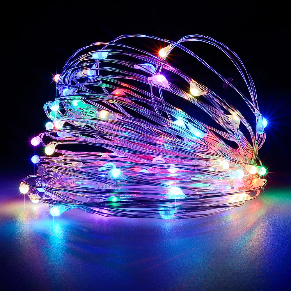LED Solar Fairy Light, Solar-powered LED string light with waterproof design and adjustable brightness.