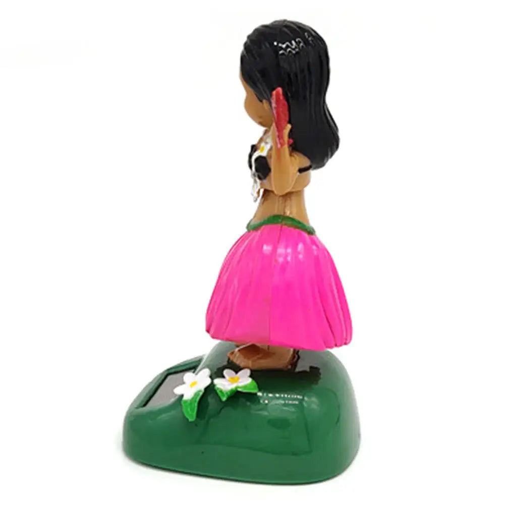 Solar Dancing Hawaii Girl Hulas Shaking Head Toy, Solar Dancing Hawaii Girl figurine, approximately 10 cm tall.