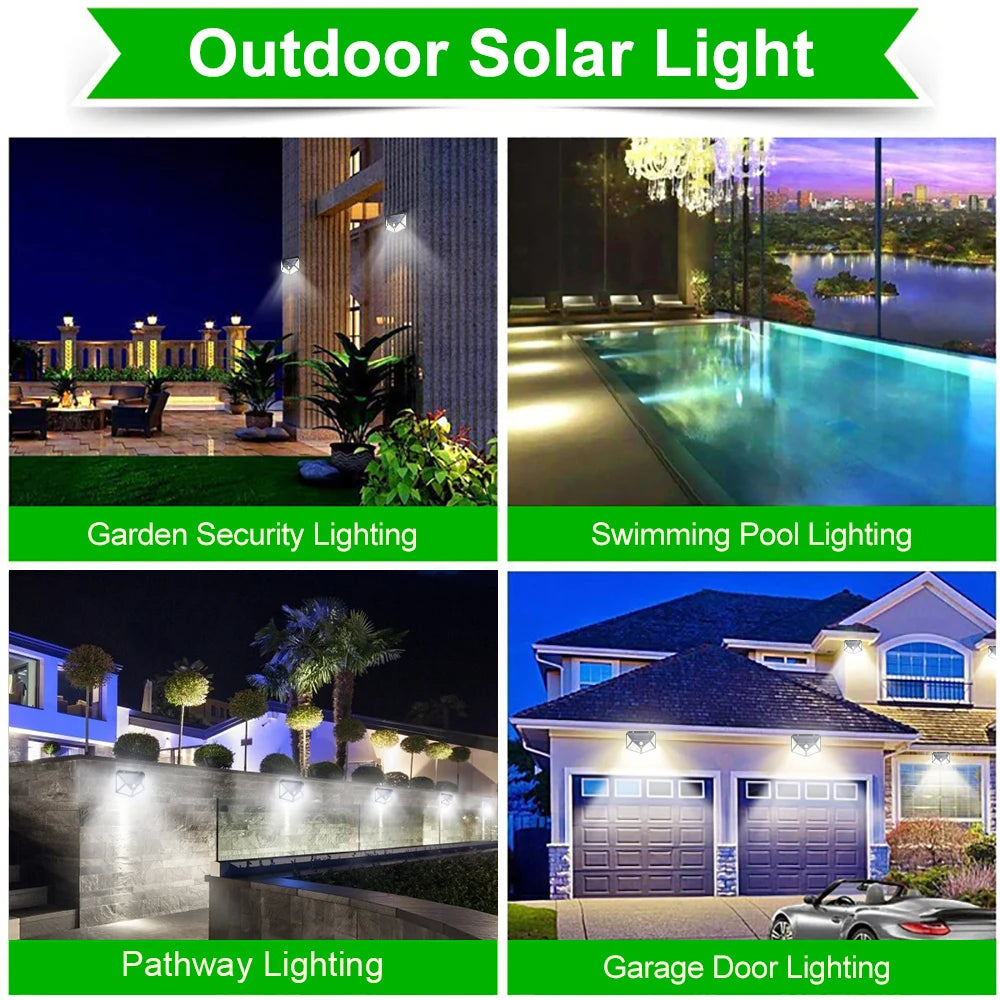 180 100 LED Solar Light, Solar-powered light for outdoor spaces like gardens, pools, paths, and garages.