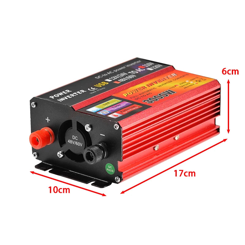 3000W Peak Solar Inverter, Charges via USB port.