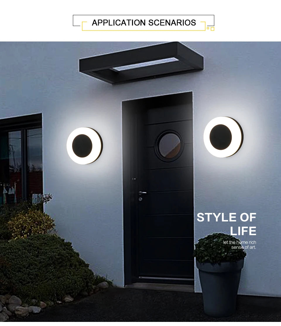 Stylish LED porch light adds ambiance to outdoor spaces with its sleek aluminum design.