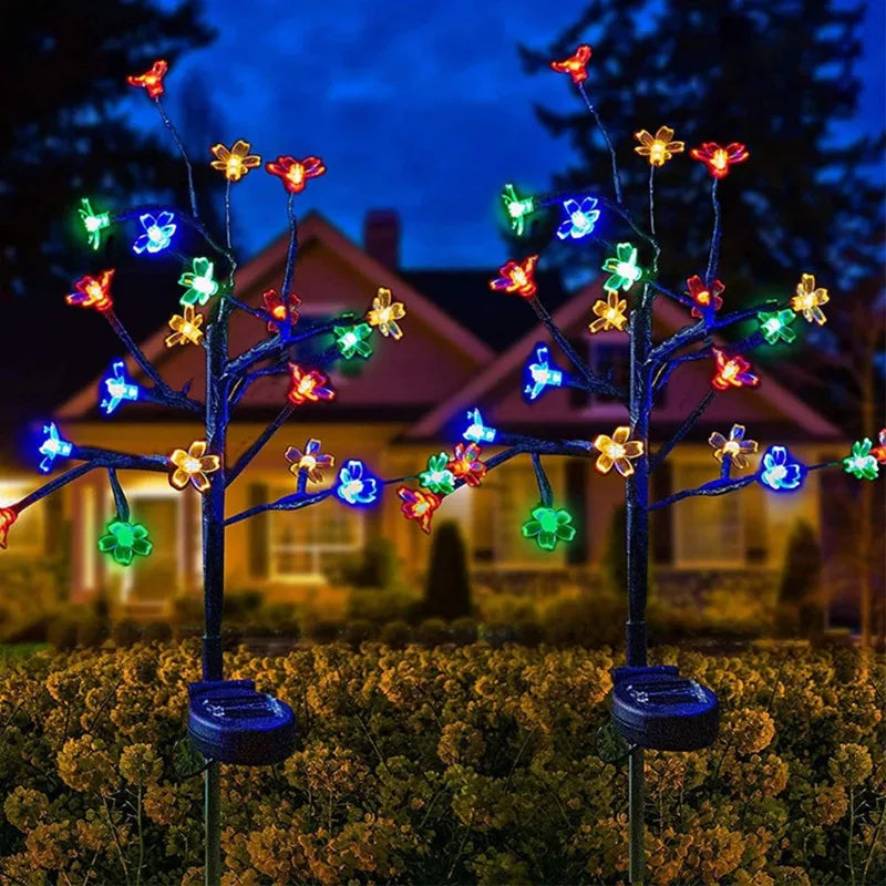 20LED Solar Lamp Solar Garlands Light, Whimsical solar lamp with peach flowers offers enchanting lighting for gardens and holiday decor.