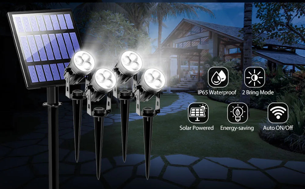 T-SUNRISE LED Solar Light, Waterproof solar-powered lights with auto on/off feature and adjustable warmth/cold light.