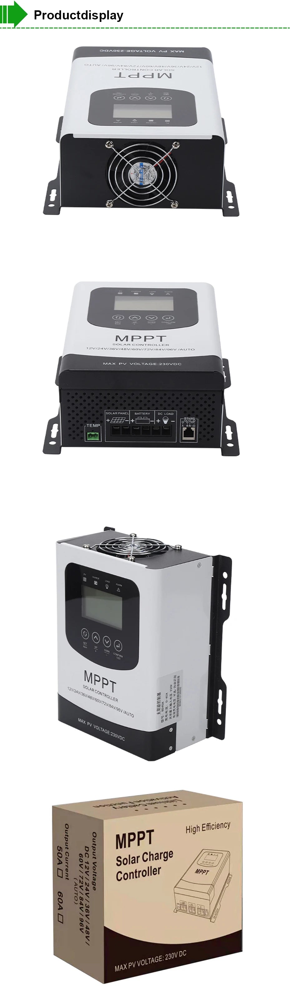 Laamu MPPT Solar Charge Controller: High-efficiency charger for Lifepo4 lithium batteries with multiple voltage inputs.