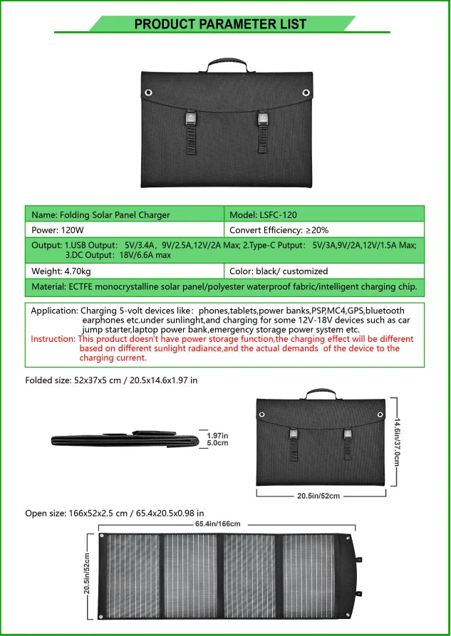 120W Portable Solar Panel, Best Solar Panels For Camping | Best Solar