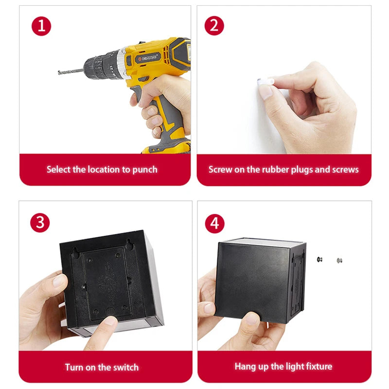 LED Solar Light, Hang lamp with ease by screwing in rubber plugs and attaching to ceiling.