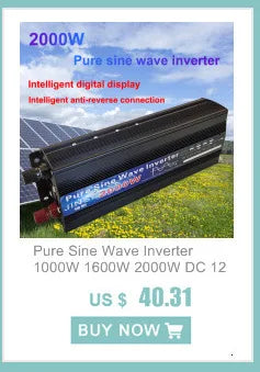 Pure Sine Wave Inverter, High-power inverter converts DC power to pure sine wave AC output for devices like computers and refrigerators.