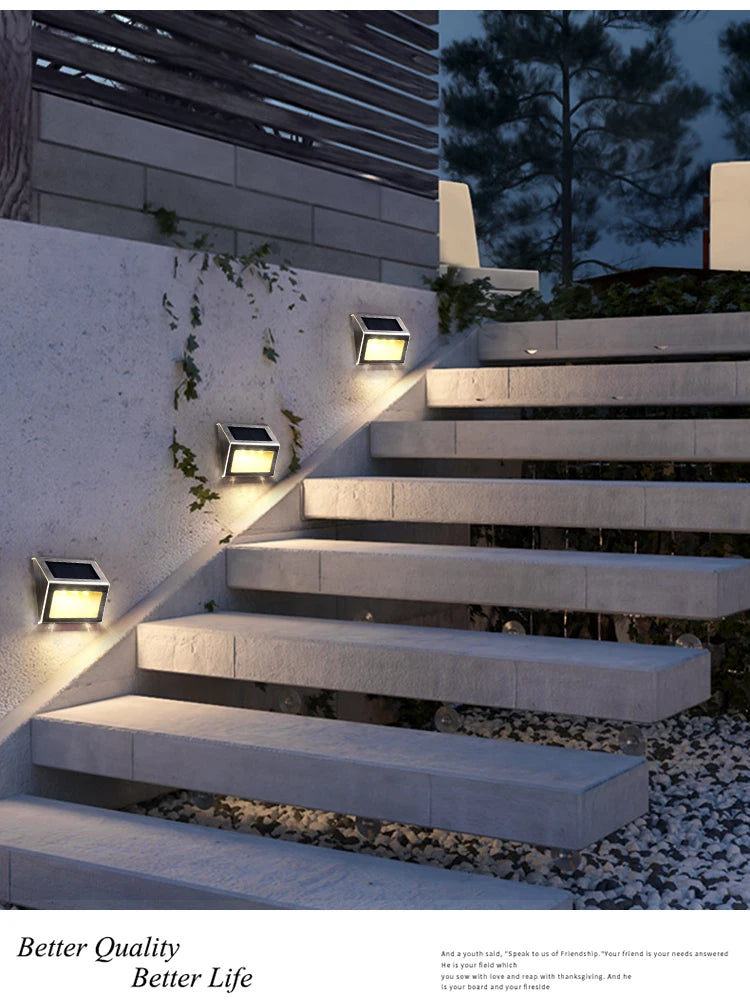 2pcs Solar Step Light, Solar-powered LED stair lights for reliable and eco-friendly night lighting.