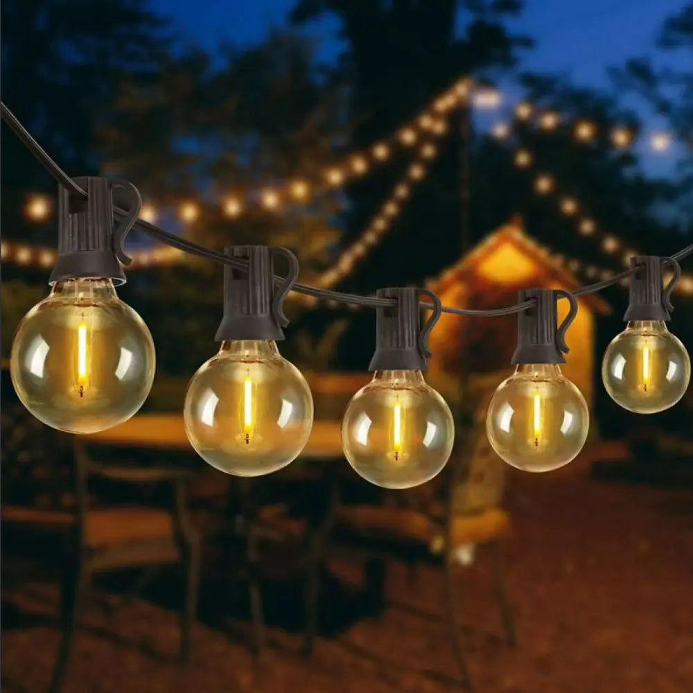 10M  20 LEDS  G40 Solar String Light, Durable solar-powered lights with G40 bulb construction for added toughness and long-lasting performance.