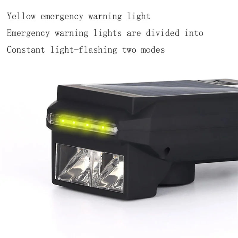 3 IN 1 LED Bike Light, Bright yellow emergency warning light has two modes: constant and flashing, ensuring road safety.