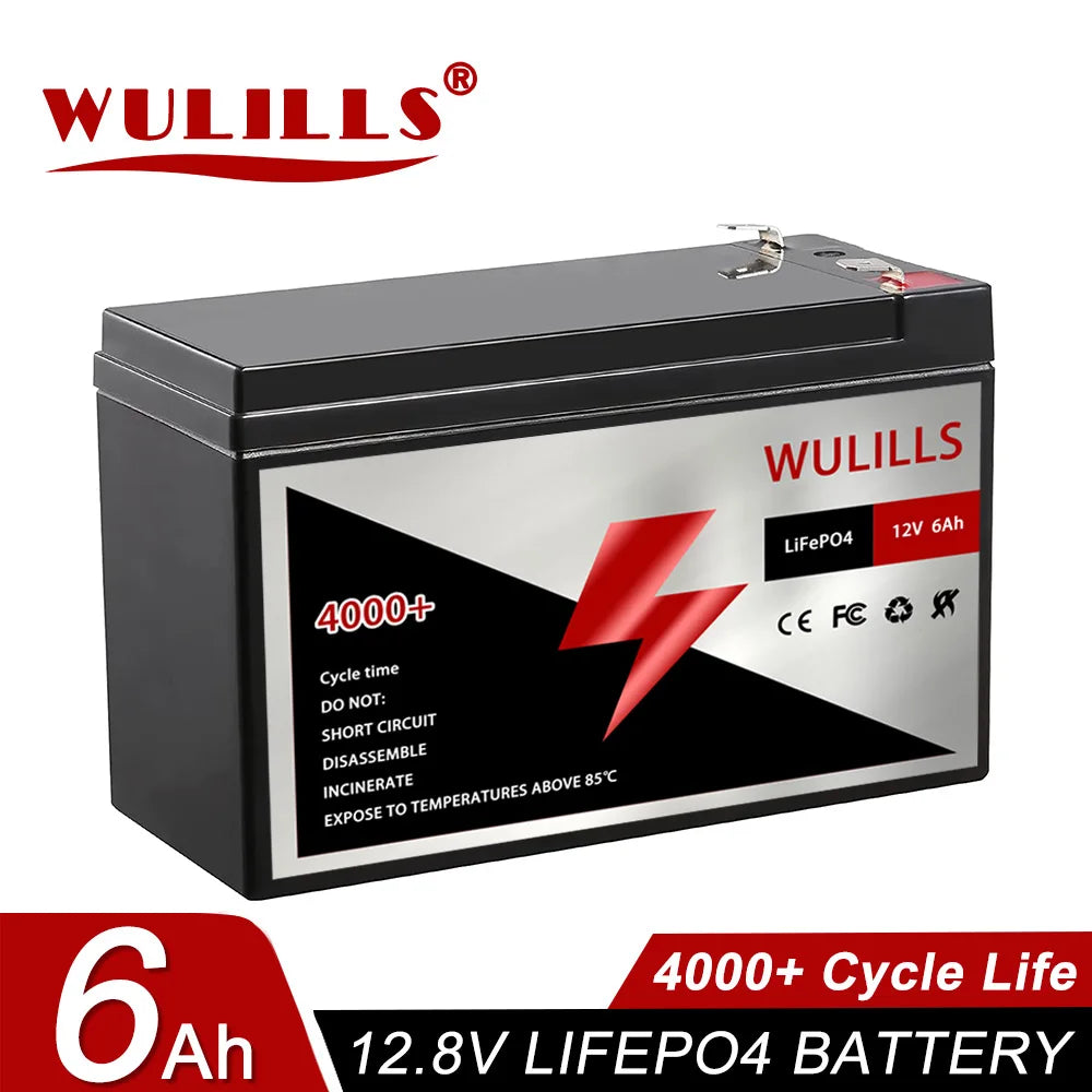 4000 Cycles12V 6Ah LiFePo4 Battery, LiFePO4 battery with 4000 cycles, low self-discharge, and high temp tolerance.