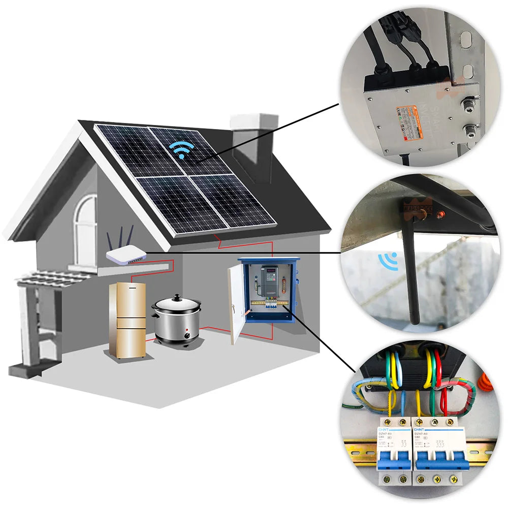 1400W IP65 Solar Grid Tie Micro Inverter, Grid-tie micro inverter for 4-6 solar panels, supports 300-350W systems.