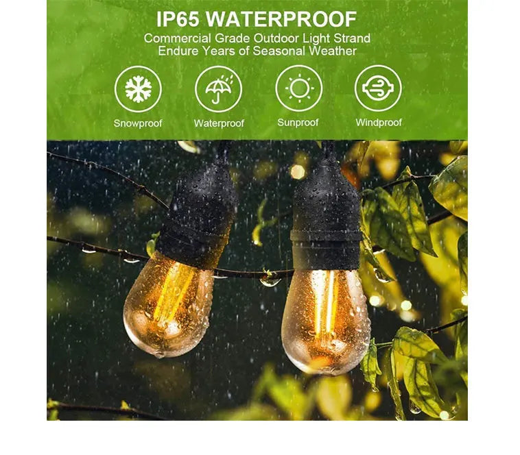 Waterproof commercial-grade lights suitable for harsh outdoor conditions.