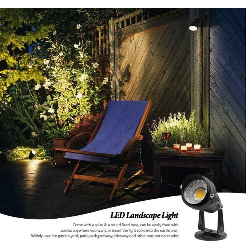 LED COB Garden light, Unique LED landscape lights with removable spikes for easy installation in gardens, yards, and more.