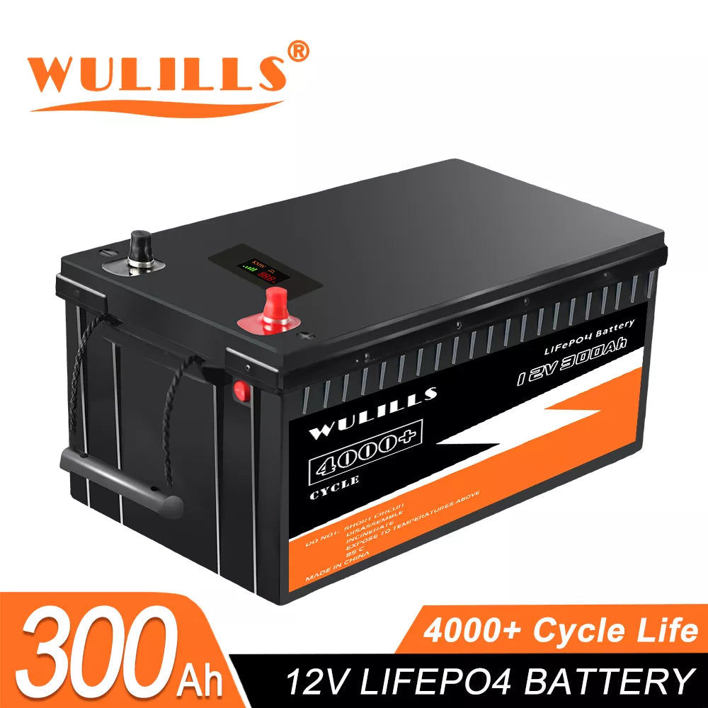 New 12V 300Ah LiFePO4 Battery, Reliable solar power system battery with high capacity and long lifespan for RVs, boats, and off-grid use.