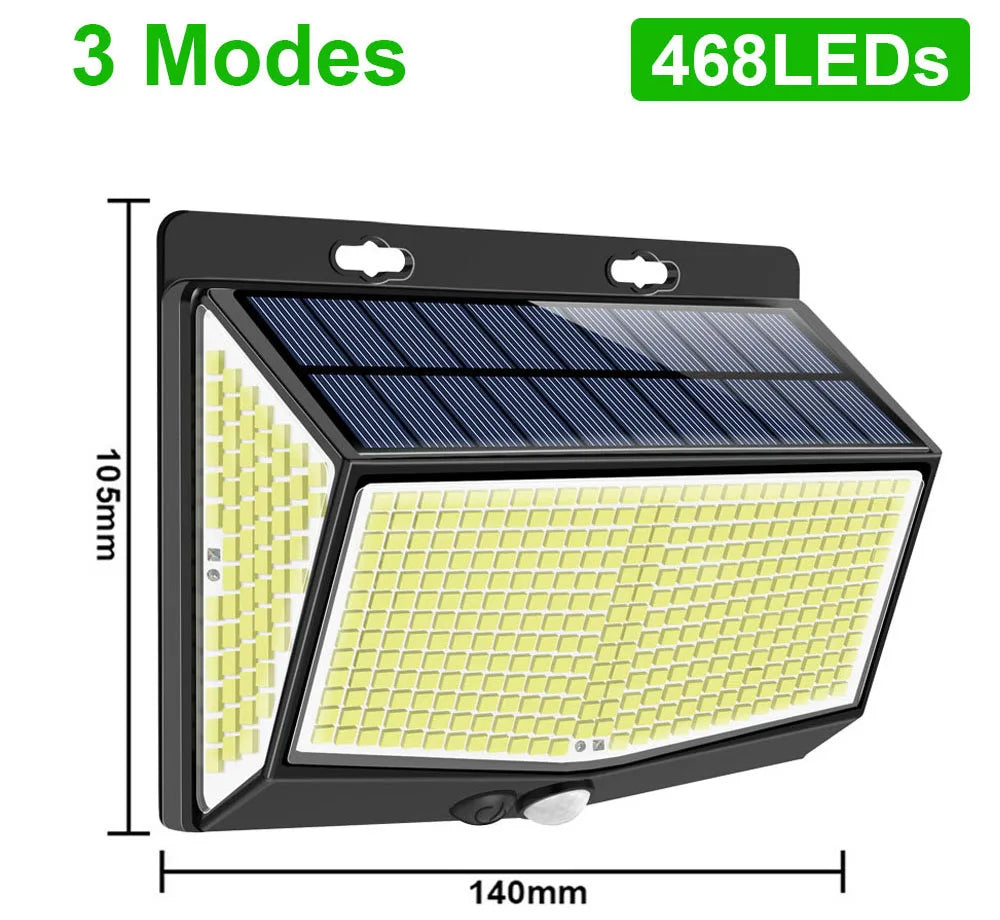 Solar-powered street lamp with sensor lights, perfect for outdoor garden decor and waterproof use.