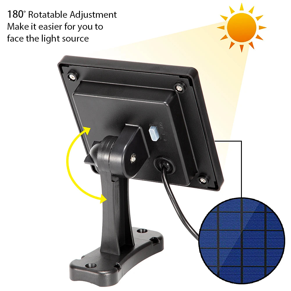 Solar Lamp Outdoor Garden Light, Adjustable arm allows 180° rotation for easy direction of the light source.