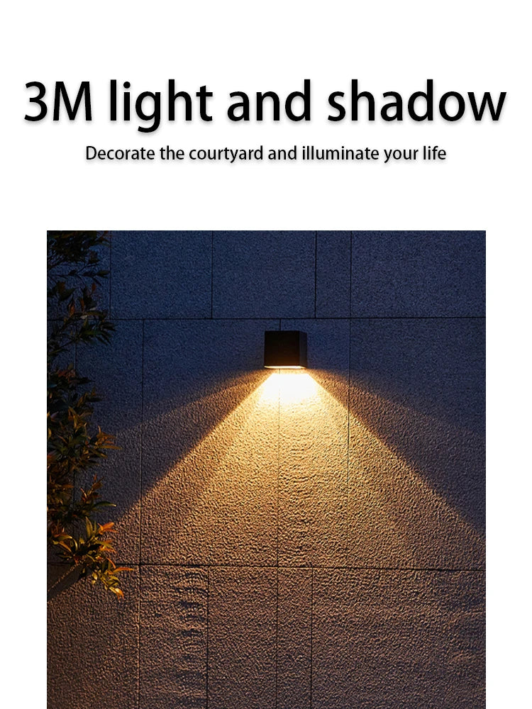 LED Solar Light, Elegant ambiance created with warm LED lighting for a cozy courtyard experience.