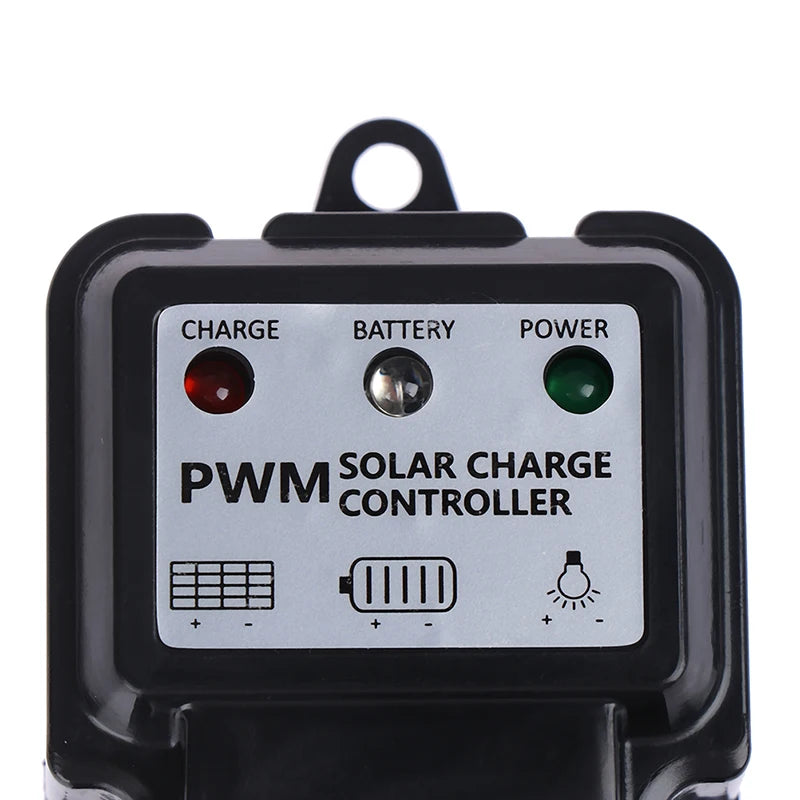 Solar charge controller for 6V or 12V batteries, efficient and reliable.