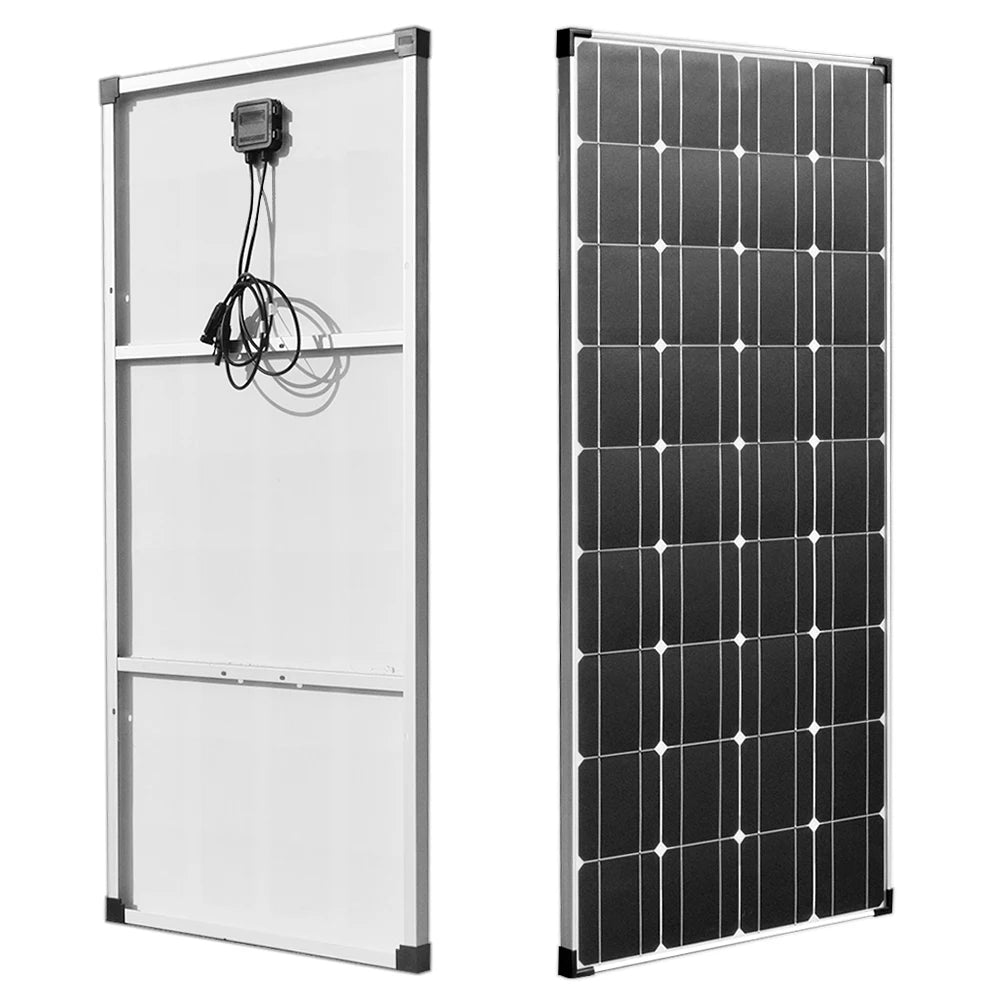 150W 18V Solar Panel, Grounding-friendly design features pre-drilled holes for easy connections.