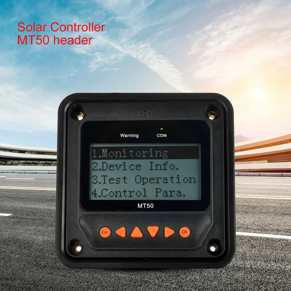 Real-time solar charge controller monitoring and control with remote display for EPever MT50 Tracer-AN system.