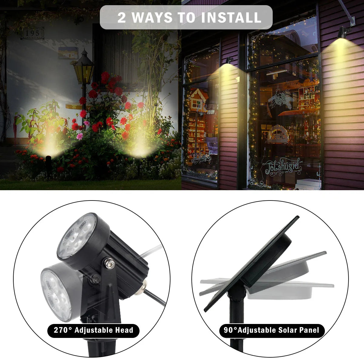 T-SUNRISE LED Solar Light, Waterproof solar light with warm/cold white options for outdoor use, perfect for garden lighting and lawn decorations.