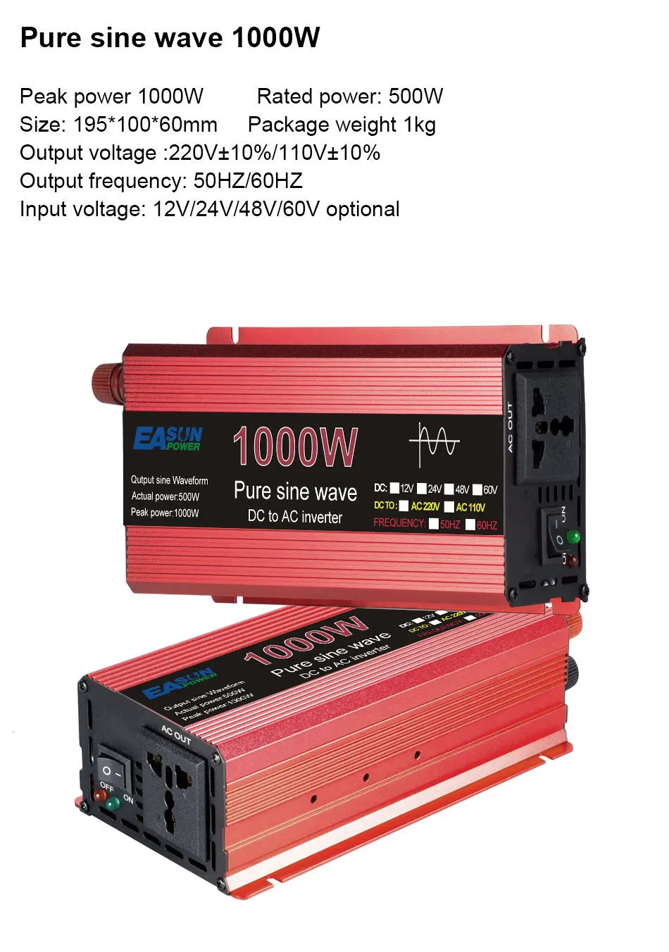 1000W 1600W 2200W 3000W Pure Sine Wave Inverter, 1000W 1600W 2200W 3000