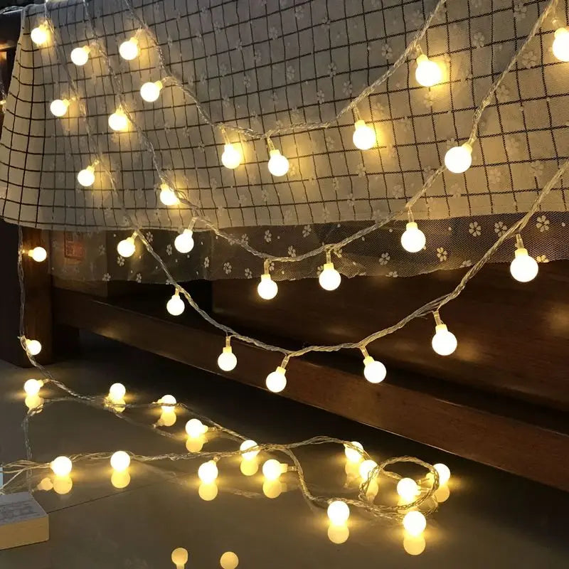 10M Ball LED String Light, Magical LED lights create enchanted ambiance at night, elevating spaces with soft glow.