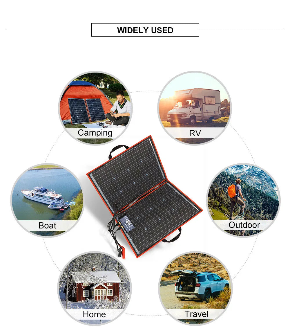 Dokio Flexible Foldable Solar Panel, Versatile for camping, RVs, boats, outdoor, home, or travel use.