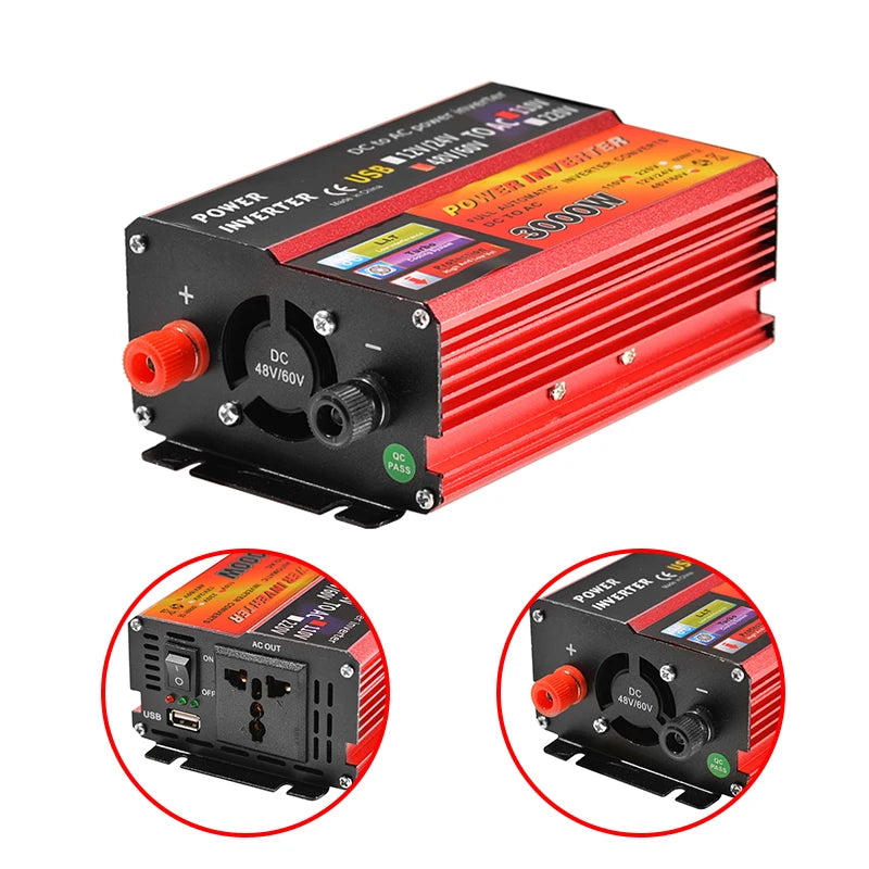 3000W Peak Solar Inverter, For prolonged use with inductive loads, consider purchasing a pure sine wave inverter.