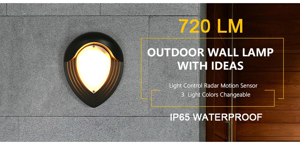 Led Porch Light, Outdoor wall lamp with motion sensor, adjustable lights, and waterproof design for exterior use.