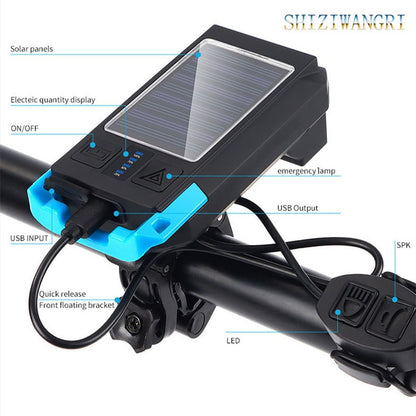 3 IN 1 LED Bike Light Front, SWIZITANGRI Solar panels Electeic quantity display ON