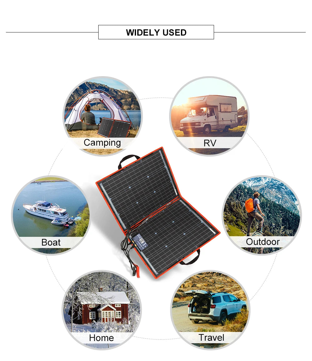 Dokio Flexible Foldable Solar Panel, Portable and versatile for camping, RVs, boats, outdoor use, and home travel.
