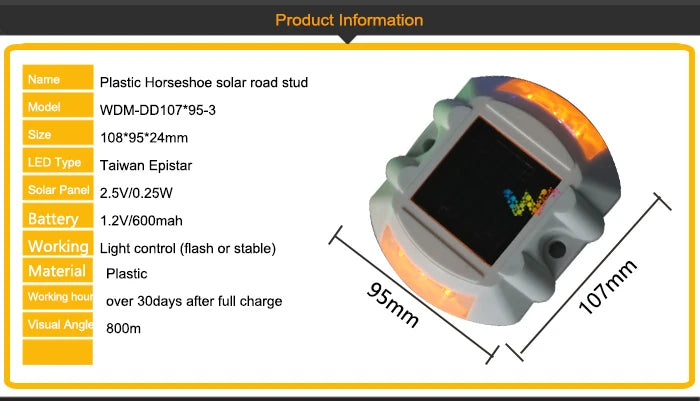 Solar-powered road stud with reflective green LED lights, ideal for decking and dock areas.