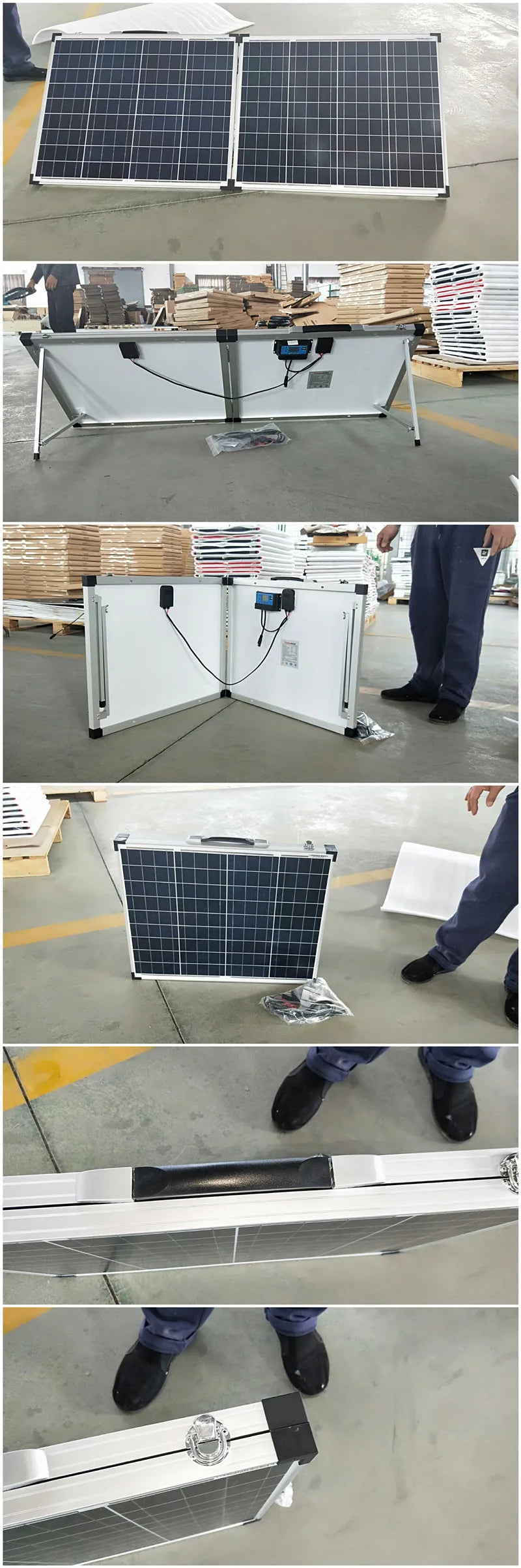 Dokio 100W foldable solar panel charger for multiple devices, includes 2x 50W panels and a 12V controller.