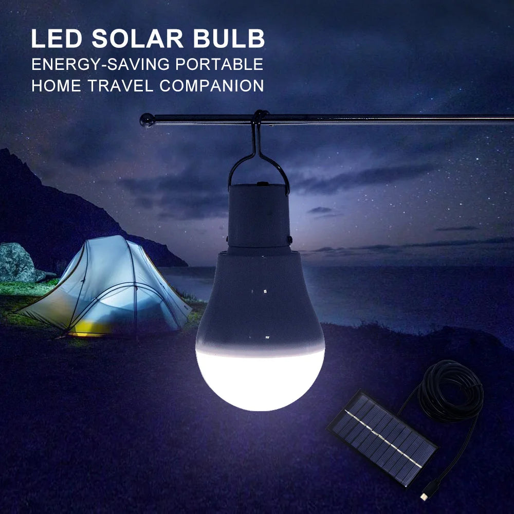 Energy-saving portable LED solar lamp for home or travel use.