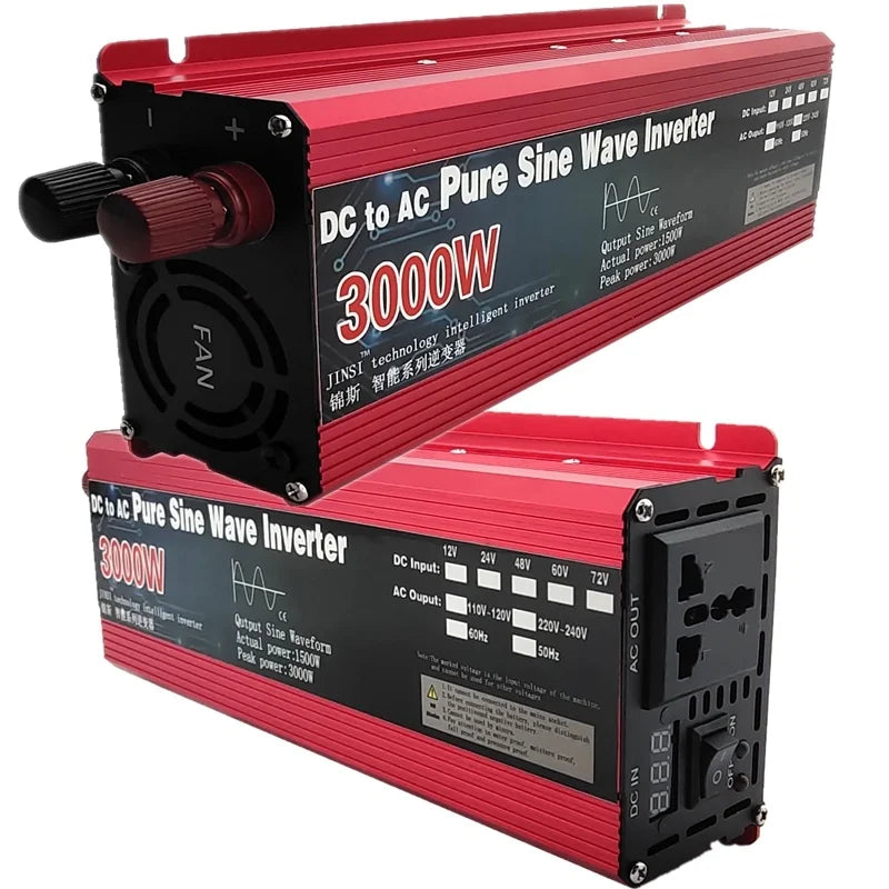 Pure Sine Wave Inverter, Inverter with continuous power at 1100W and peak power at 2200W.