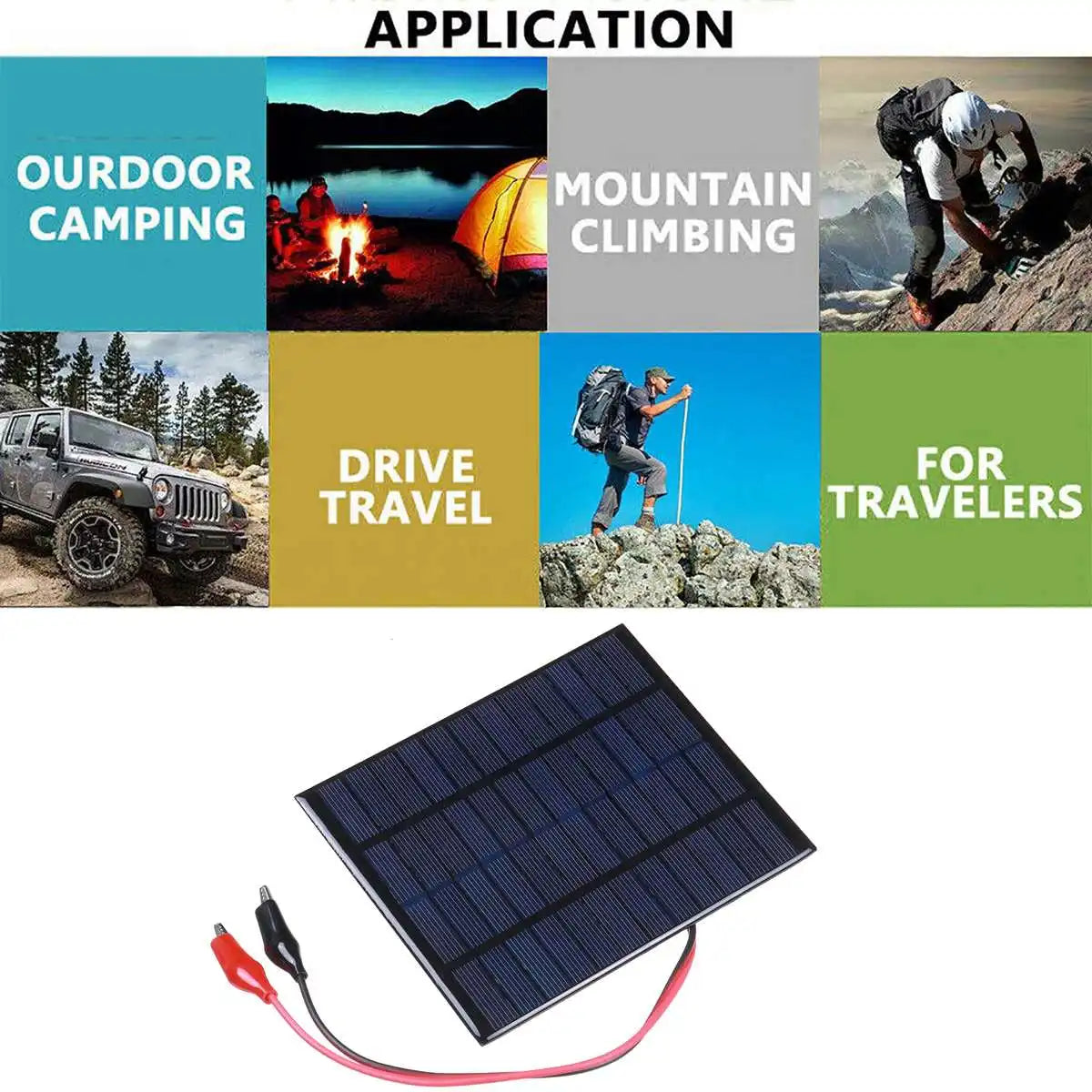 20W Solar Panel, Rugged solar panel for outdoor enthusiasts to power camping gear, lights, and devices.